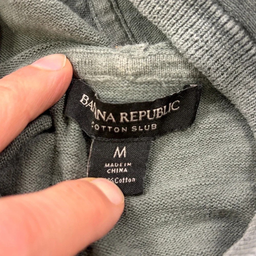 Banana Republic Hoodie Men M Minimalist Cotton Slub Knit Antique Sage Green 2020